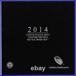 2014 Limited Edition Silver Proof Set Black Box & COA 7 Coins and Silver Eagle