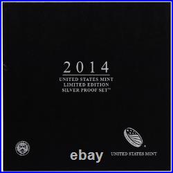 2014 Limited Edition Silver Proof Set Black Box & COA 7 Coins and Silver Eagle