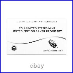 2014 Limited Edition Silver Proof Set Black Box & COA 7 Coins and Silver Eagle