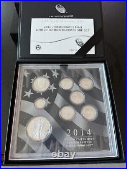 2014 Limited Edition US Mint Silver Proof Set, OGP, Box & COA