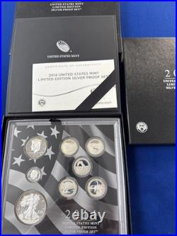 2014 S LIMITED EDITION SILVER PROOF SET (8) COINS U. S. MINT OGP With BOX & COA