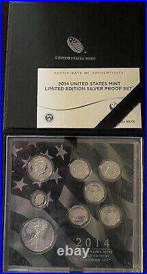 2014-S Limited Edition Silver US Mint Eight Coin Proof Set with Box Free US Ship