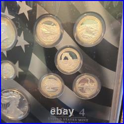 2014 U. S. Limited Edition Silver Proof Set 8 Coins Orig. Sleeve, Box & Coa