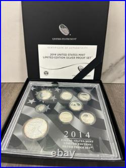 2014 Us Mint Limited Edition Silver Proof Set? 8 Coin Set? Box & Coa Sae Toned
