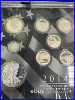 2014 Us Mint Limited Edition Silver Proof Set? 8 Coin Set? Box & Coa Sae Toned