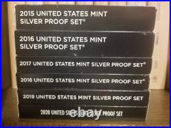 2015 2016 2017 2018 2019 2020 United States Mint Silver Proof Set Lot with COAs