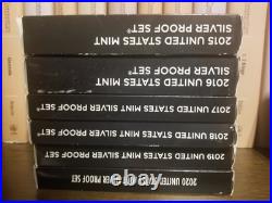 2015 2016 2017 2018 2019 2020 United States Mint Silver Proof Set Lot with COAs