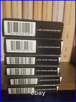 2015 2016 2017 2018 2019 2020 United States Mint Silver Proof Set Lot with COAs