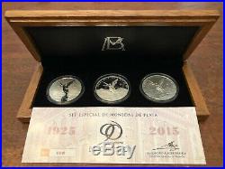 2015 3pc, silver Libertads (Banker's Set) Proof, Reverse Proof BU with CoA