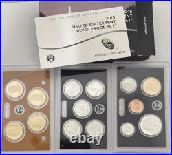 2015-S Complete SILVER Proof Set w Box and COA Free US Shipping