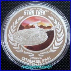 2015 Star Trek Captain Archer & Enterprise NX-01 1oz Silver Proof 2-Coin Set OGP