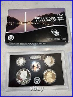 2015 United States Mint Silver Proof Set With Box And COA! On Sale, Free Ship