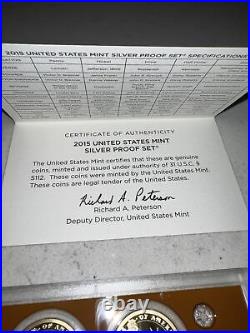 2015 United States Mint Silver Proof Set With Box And COA! On Sale, Free Ship