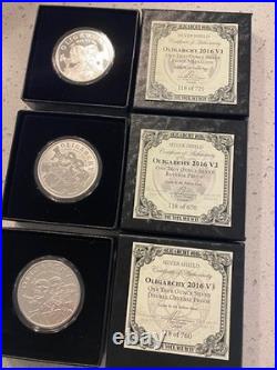 2016 1OZ Oligarchy Proof Set Silver Shield V1, V2, V3 Matching #118 Numbers