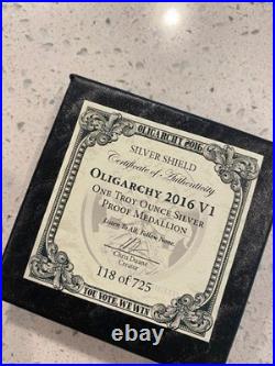 2016 1OZ Oligarchy Proof Set Silver Shield V1, V2, V3 Matching #118 Numbers