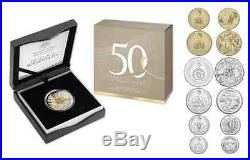 2016 50th ANN OF DECIMAL CURRENCY ROUND 50c SILVER PROOF + FREE SET 6 UNCIRC SET
