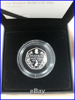 2016 Beatrix Potter 50p Silver Proof Full Set Coloured Coins