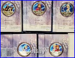 2016 Disney Frozen 1 oz Silver Proof 5-Coin Set Niue Elsa Olaf collection JD756