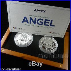 2016 Isle of Man PROOF & REVERSE SILVER ANGEL 2 COIN SET LIMITED TO ONLY 500