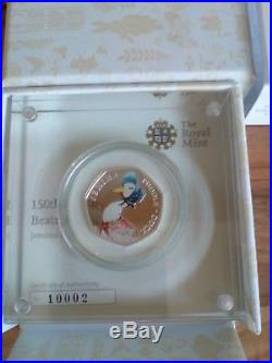 2016 Jemima Puddle Duck Silver Proof 50p Coin Beatrix Potter Rare Print Error