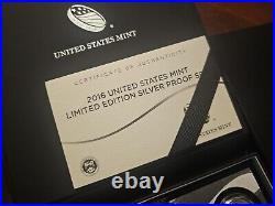2016 Limited Edition Silver Proof Set Black Box & COA 7 Coins/ Silver Eagle Nice