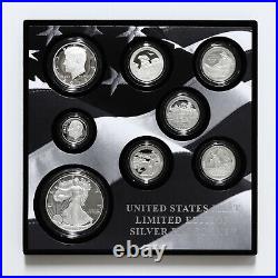 2016 Limited Edition Silver Proof Set Black Box & COA 7 Coins and Silver Eagle