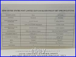 2016-S United States Mint Limited Edition Silver Proof Set #4976 2016-S United States Mint Limited Edition Silver Proof Set #4976