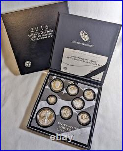 2016 U. S. Mint Limited Edition Silver Proof Set Box Slip Cover COA STOCK