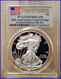 2016-w American Silver Eagle $1 First Strike Ltd Edition Pr Set Pcgs Pr70dcam