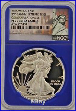 2016W CONGRATULATIONS SET Silver Eagle NGC PF70 Mintage 5966 Let. Edge 30th Ann