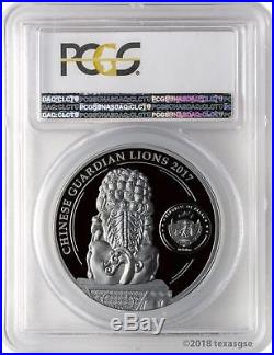 2017 $10 Palau Guardian Lion. 999 Silver 2-Coin Black Proof Set PCGS PR70DCAM FD