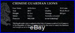 2017 $10 Palau Guardian Lion. 999 Silver 2-Coin Black Proof Set PCGS PR70DCAM FD
