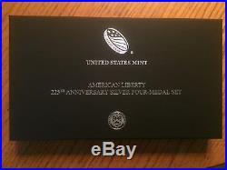 2017 AMERICAN LIBERTY 225th ANNIVERSARY SILVER 4 MEDAL SET -4 OUNCES With BOX &COA
