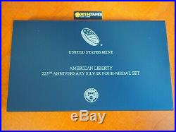 2017 American Liberty Proof Silver Medal 4 Coin Set 225th Anniversary W P S D