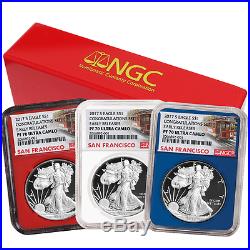 2017-S Proof $1 American Silver Eagle Congratulations Set NGC PF70UC 3pc Trolley