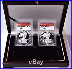2017 S Proof Silver Eagle 2 Coin Set PCGS PR70 DCAM First Day of Issue Mercanti