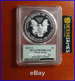 2017 S Proof Silver Eagle Pcgs Pr70 Dcam Cleveland Fdoi From Limited Edition Set