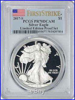 2017-S Silver Eagle Dollar PR70DCAM PCGS Limited Edition Proof Set FS Flag