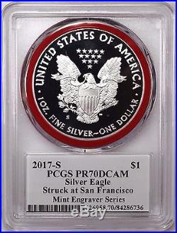 2017 S & W Proof Silver Eagle 2 Coin Set PCGS PR70 Mercanti Mint Engraver Series
