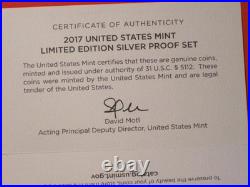 2017 U. S. Mint Limited Edition Silver Proof Set Proof Set 8 Coins with COA