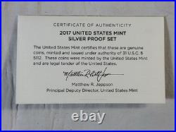 2017 US Mint Silver Proof Set Complete Box COA 90% Silver Coins S Mint