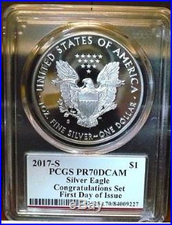2017-s Pcgs Pr70dcam Silver Eagle Proof Congratulations Set Fdoi Mercanti Signed