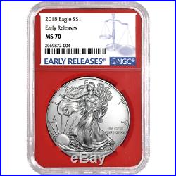 2018 $1 American Silver Eagle 3 pc. Set NGC MS70 Blue ER Label Red White Blue