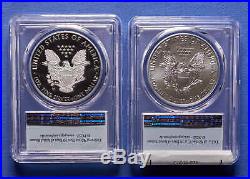 2018 American Silver Eagle 2 PC Set. PCGS Proof & MS 70's First Strike Burnished