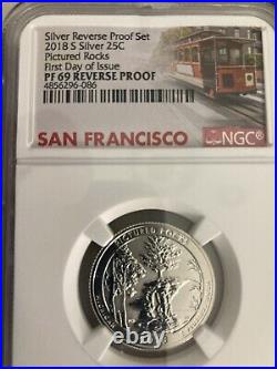 2018 S 25c Silver PF 69 Reverse Proof First day of issue 5 coin Set trolley labe