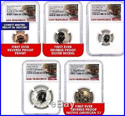 2018 S 50th Anniversary Reverse Proof Set NGC PF70 First Day Issue Trolly Label