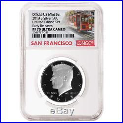 2018-S Limited Edition Silver Proof Set 8pc. NGC PF70 Trolley ER Label