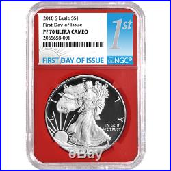2018-S Proof $1 American Silver Eagle 3pc. Set NGC PF70UC FDI First Label Red Wh