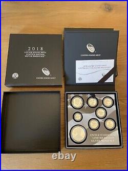 2018 S Proof Silver Eagle Limited Edition Proof Set 18rc In Ogp