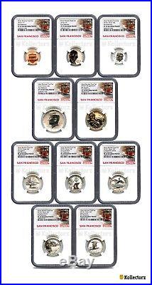 2018 S Reverse Proof 50th Anniv. 10-coin Set Ngc Pf69 First Releases